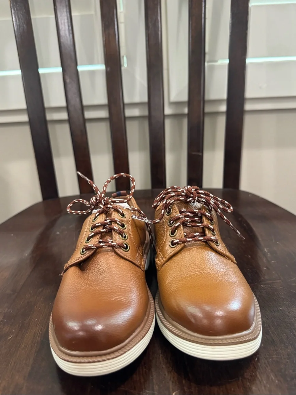 Florsheim Kids Tan Brown Leather Lace-Up Dress Shoes